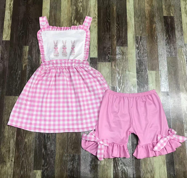 Pink Gingham Easter Shorts Outfit