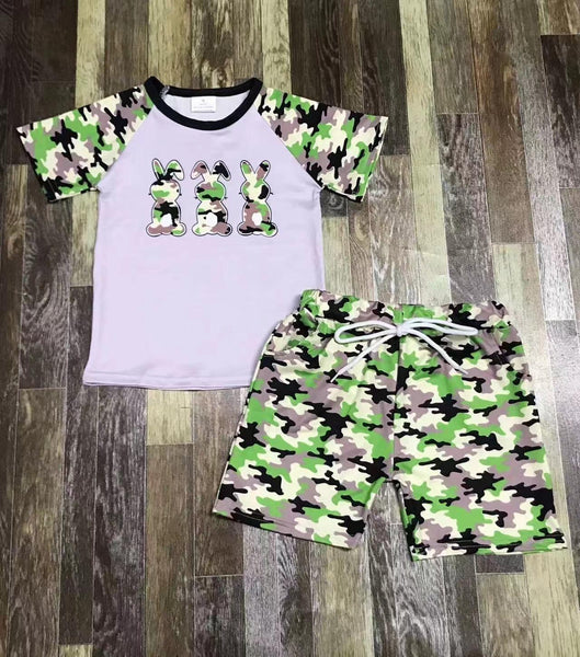 Green Camo Easter Shorts Outfit