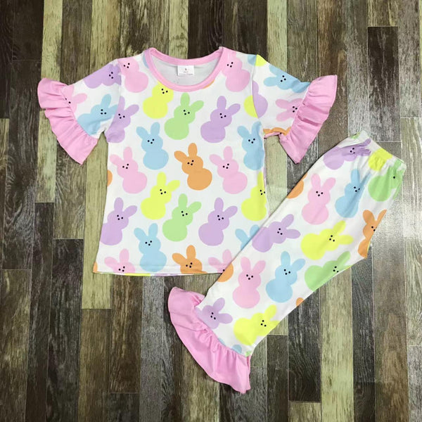 Pink Bunny Easter Ruffle Pants Outfit