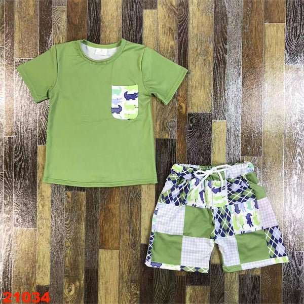 Green Crocodile Unisex Shorts Outfit
