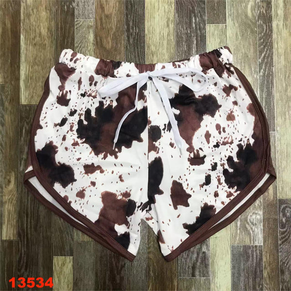 Adult Brown Cow Print Shorts