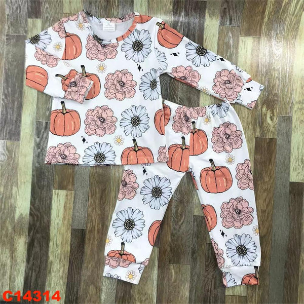 Pumpkin Flower Ruffle Pajamas