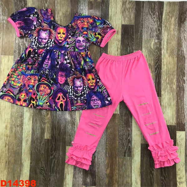 Scary Friends Pink Distressed Ruffle Pants Outfit