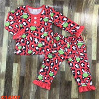 Grinch Leopard  Christmas Sibling Pajamas