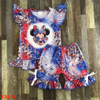 Minnie Red White Blue America Ruffle Shorts Outfit