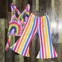 Rainbow Sparkle Y2K Flare Pants Outfit