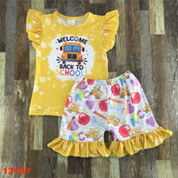 School Bus Back To School Ruffle Shorts Outfit