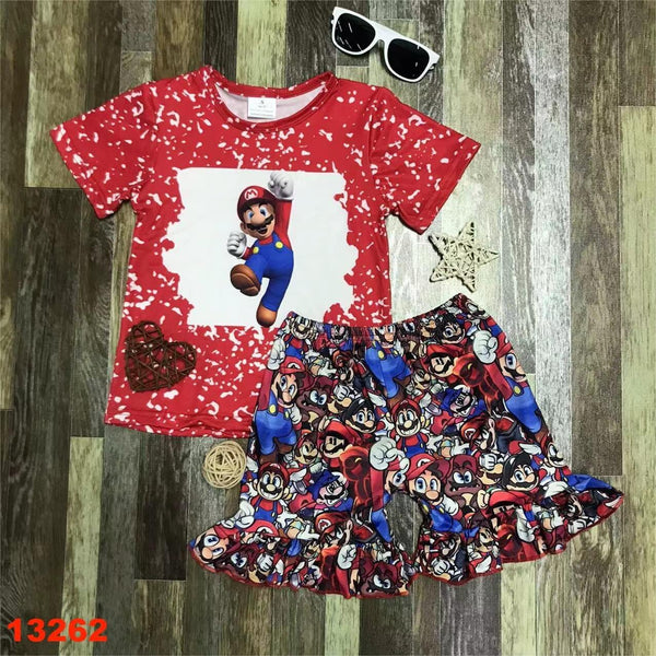 Red Splatter It’s a Me Mario Ruffle Shorts Outfit