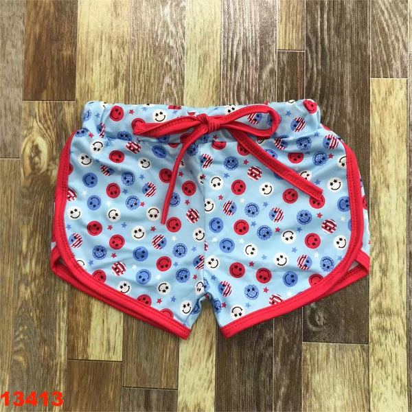 Red White and Blue Smiley Shorts