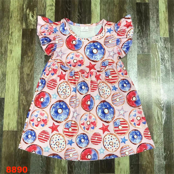 July 4th American Donuts Flutter Sleeve Dress