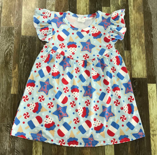 Popsicle and Ice Cream Flutter Sleeve Dress