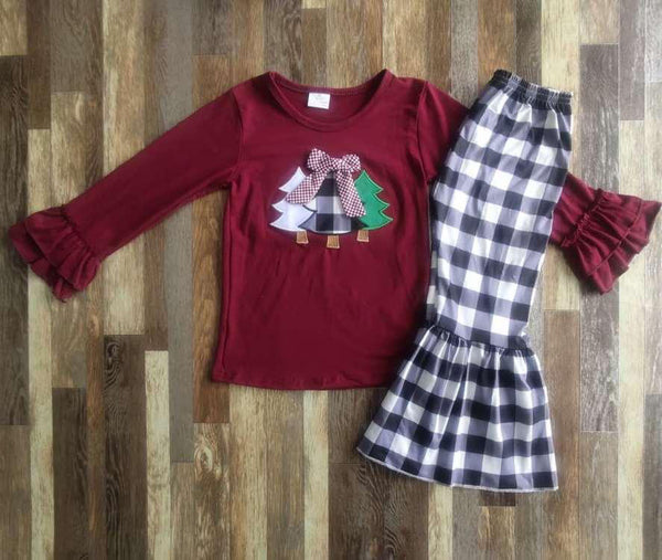 Christmas Trees Plaid Ribbon Boutique Outfit