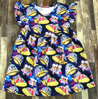 Mickey & Friends Space Flutter Sleeve Dress