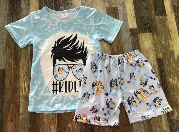 Kid Life Blue Bluey Shorts Outfit