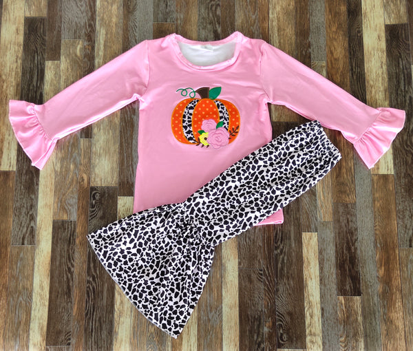 Pink Pumpkin Animal Print Outfit