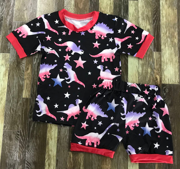 Dino Red White & Blue Black Shorts Outfit