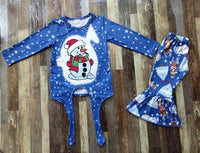 Blue Snowman and Friends Flare Outfit