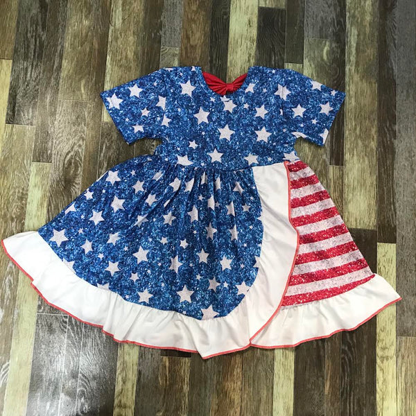 Red White and Blue Glitter Sparkle America Dress