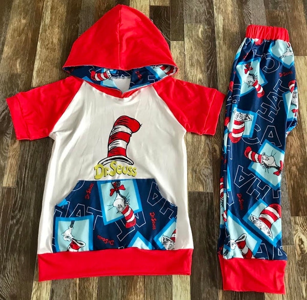 Short Sleeve Cat In The Hat Jogger Outfit
