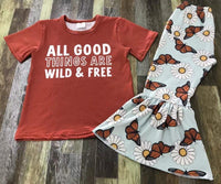 All Good Things are Wild and Free Flare Pants Outfit