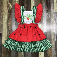 Watermelon Ruffle Tie Back Dress