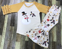 Mustard Snowman Flare Pants Outfit