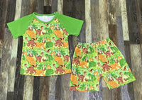 Unisex Green Dinosaur Shorts Outfit