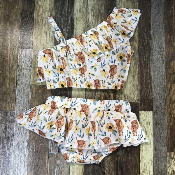 Sunflower and Cattle Two Piece Swimsuit