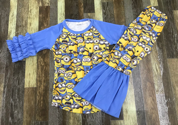 Minion Yellow and Blue Flare Pants Outfit