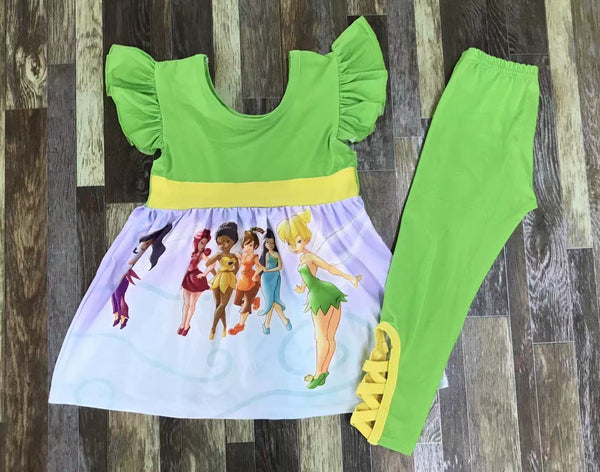 Green Tinkerbell Criss Cross Pants Outfit