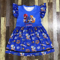 Sonic Blue Flutter Sleeve Dress