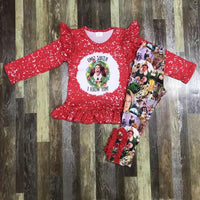 Elf Santa I Know Him Christmas Ruffle Button Pants Outfit
