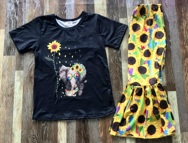 Hippie Elephant Sunflower Flare Outfit