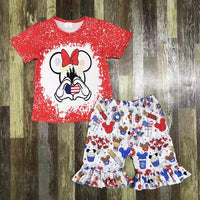 Ruffle Ears Snack America Red White and Blue Short Set
