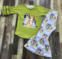 Bluey Green and Blue Ruffle Pants Outfit