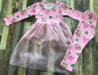Pink Tulle CocoMelon Heart Straight Pants Outfit
