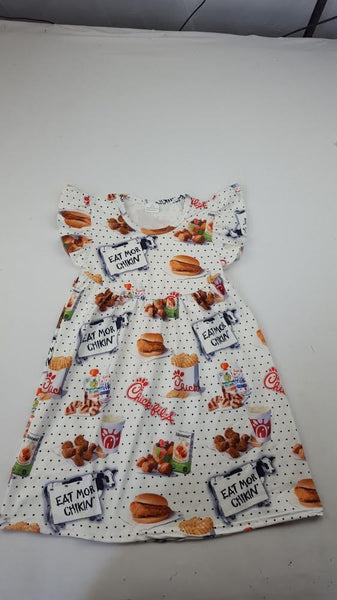 Eat Mor Chicken Flutter Sleeve Dress