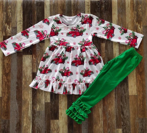 Red Truck Christmas Tree Ruffle Outfit