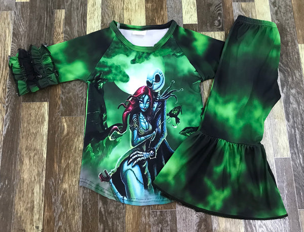 Green Jack and Sally Flare Pants Outfit