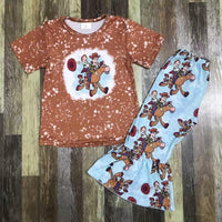 Brown Splatter Toy Story Flare Pants Outfit