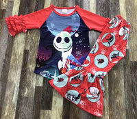 Red Jack Skellington Christmas Flare Pants Outfit