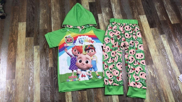Green Short Sleeve Cocomelon Jogger Outfit