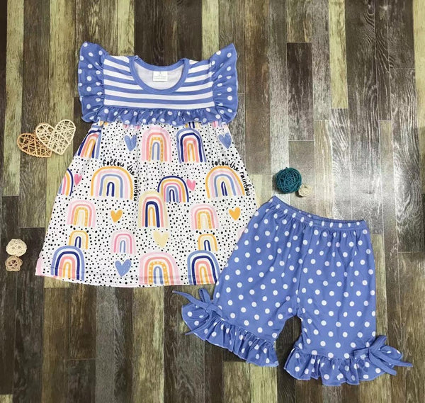 Follow The Rainbow Polka Dot Two Piece Outfit