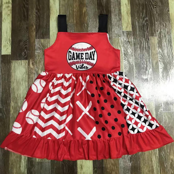 Gameday Vibes Baseball Bow Dress