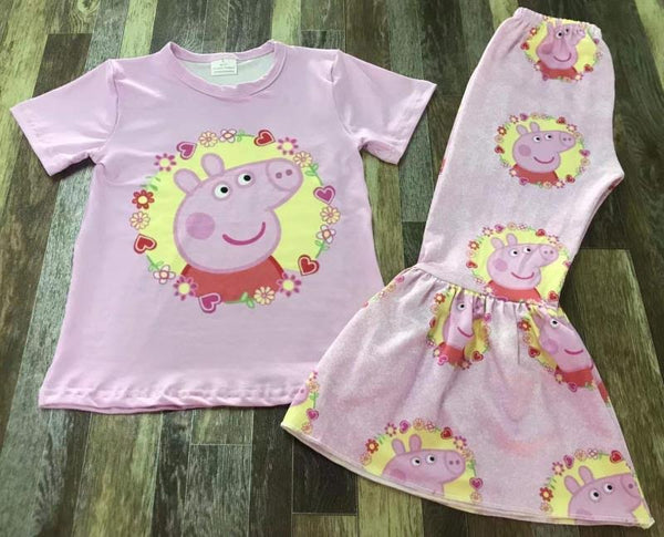 Light Pink Peppa Pig Flare Pants Outfit