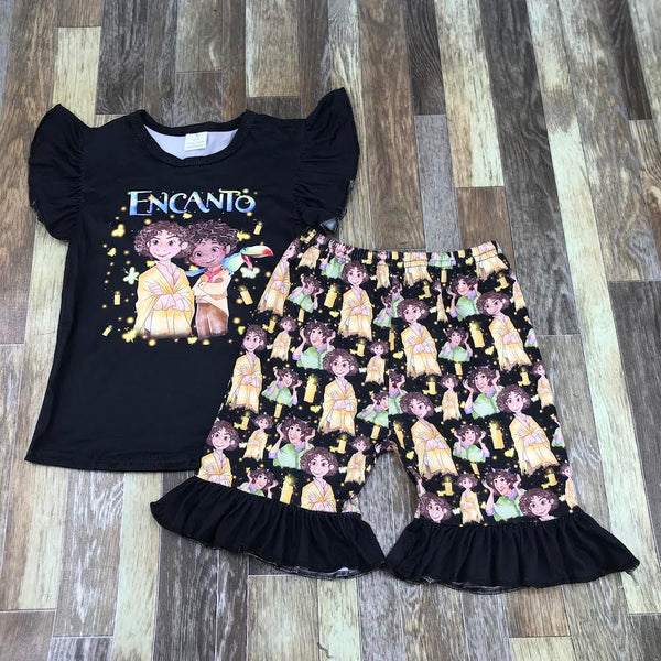 Yellow and Black Encato Boys Ruffle Shorts Outfit