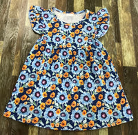 Blue and Orange Floral Dress