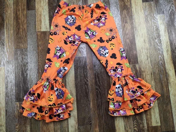 Orange Halloween Fun Mickey Ruffle Pants