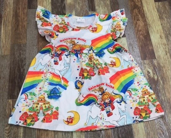 Rainbow Brite Flutter Sleeve Dress