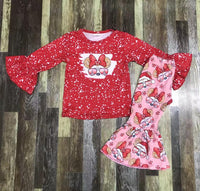 Peppermint Minnie Christmas Flare Pants Outfit